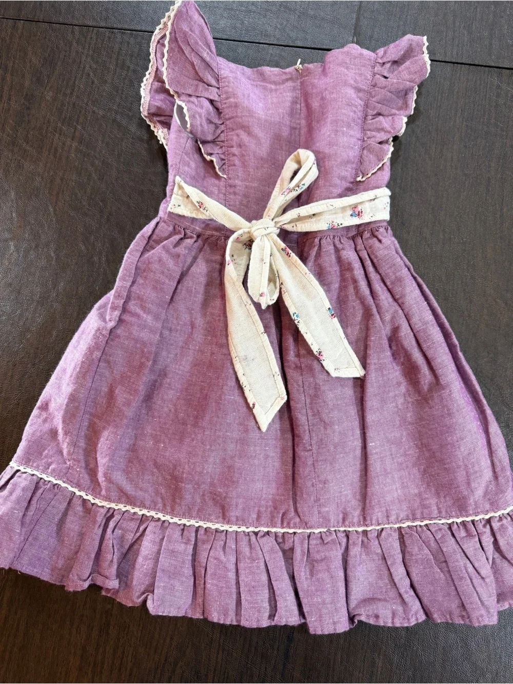 Ele Story Girls' Purple Ruffle-Lace Linen Flutter Dress Sz 2-3T - Picture 7 of 7